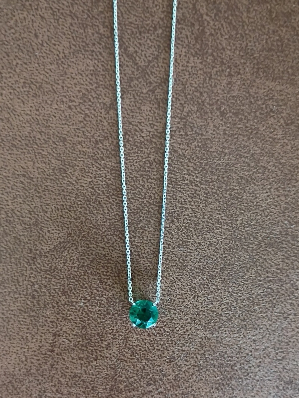 Sterling Silver Emerald Pendant Solitaire Necklace